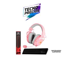 MOUSE PAD REPOSA MUÑECAS REDRAGON METEOR + HEADSET REDRAGON ZEUS X PINK RGB
